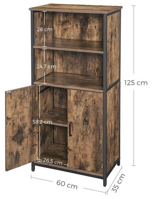 VASAGLE Bücherregal / Küchenschrank mit 2 offenen Fächern für 64,99€ (statt 80€)