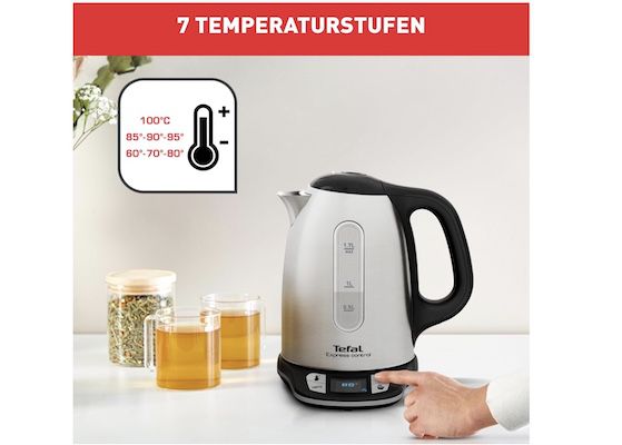 Tefal Wasserkocher mit 1,7L aus Edelstahl für 54€ (statt 76€)