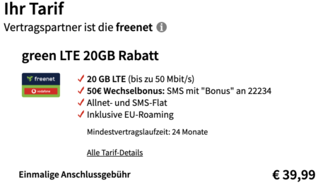 iPhone 14 (128GB) für 49€ + 20GB LTE Vodafone Allnet für 34,99€/Monat + 50€ Bonus