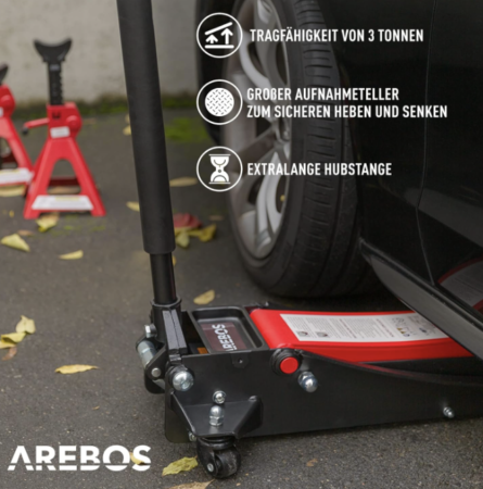 Arebos 3T Hydraulischer Wagenheber für 127,24€ (statt 148€)