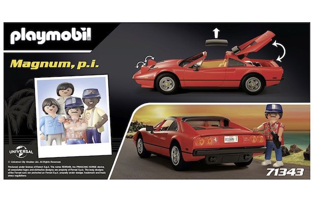 Playmobil   Magnum p.i. Ferrari 308 GTS Quat­tro­val­vo­le für 40€ (statt 57€)