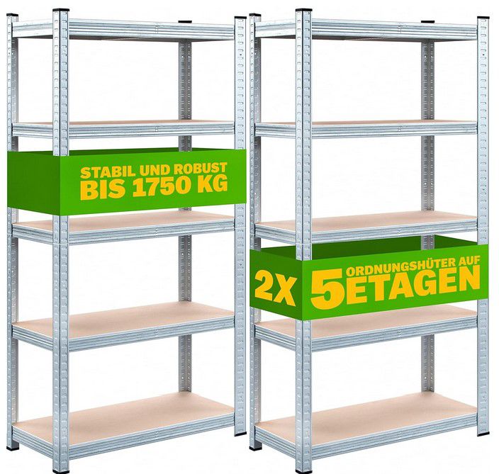 2x Monzana Schwerlastregal 180x90x40cm + Befestigungsmaterial für 40,95€ (statt 52€)