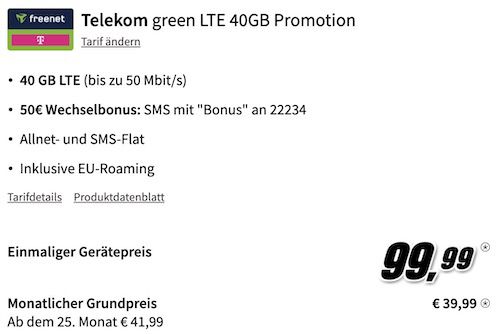 Samsung Galaxy S23+ für 99,99€ + Telekom Allnet 40GB für 39,99€ mtl. + 50€ Bonus