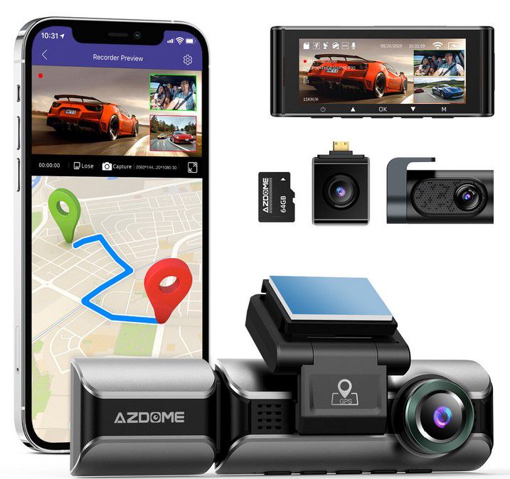 Azdome M550 3 Kanal GPS 1080p Dashcam für 93,49€ (statt 170€)
