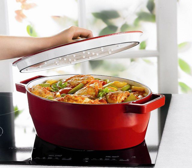 Pyrex Slow Cook ovaler Gusseisen Schmortopf Rot (5,8l) für 88,90€ (statt 109€)