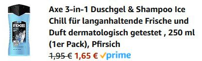 Axe 3 in 1 Herren Duschgel & Shampoo Ice Chill für 1,65€ (statt 3€)