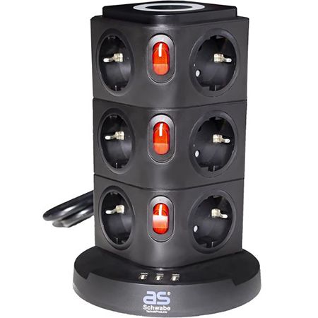 as   Schwabe 12 Fach Steckdosentower + USB + QI für 58,09€ (statt 72€)