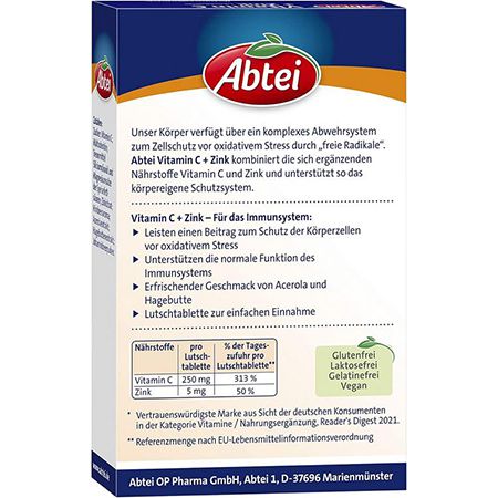 30er Pack Abtei Vitamin C + Zink Lutschtabletten ab 2,23€ (statt 3,39€)