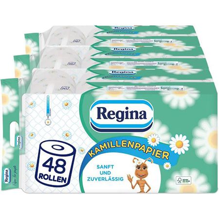 🧻 3 x 16 Rollen Regina 3-lagiges Toilettenpapier mit Kamille für 15€ (statt 21€)