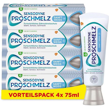 4er Pack Sensodyne ProSchmelz Sanft Weiss Plus ab 14,91€ (statt 18€)