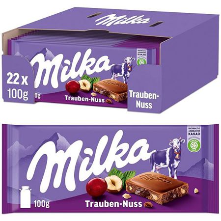 22er Pack Milka Trauben Nuss Tafel, 100g für 20,99€ (statt 27€)