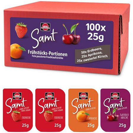 🍒 100er Pack Schwartau Samt Portionen Mix Box ab 17,76€ (statt 22€)