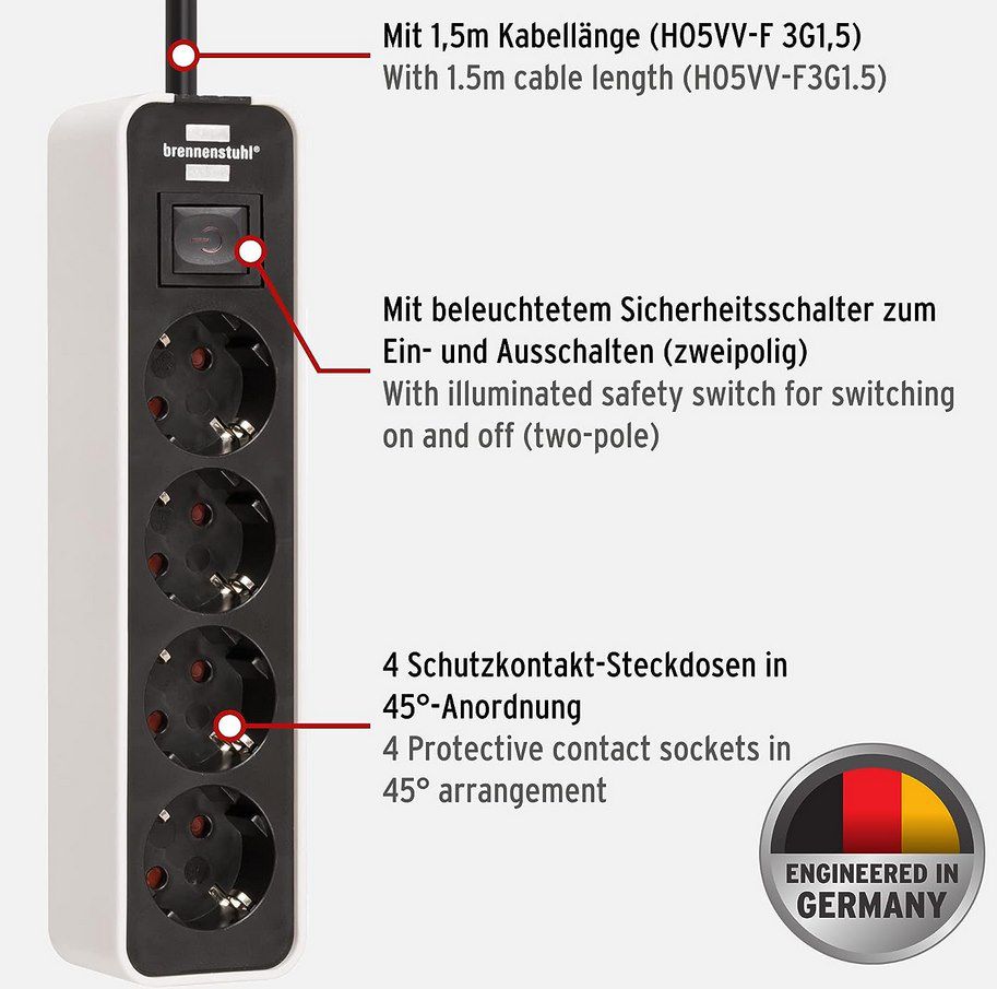Brennenstuhl Ecolor Steckdosenleiste 4 Fach für 7,69€ (statt 12€)