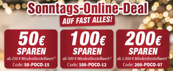 Poco Staffelrabatt von 50€ bis 200€   Küchen, Möbel & mehr   z.B. Schrank Valencia ab 290€ (statt 409€)