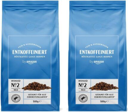 by Amazon 2x 500g Entkoffeinierte Kaffeebohnen ab 8,14€ (statt 12€)