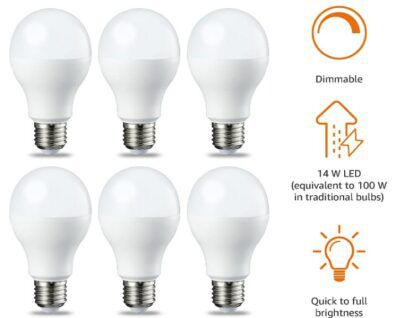 6er Amazon Basics E27 LED Lampe mit 14W & dimmbar für 17,57€ (statt 24€)