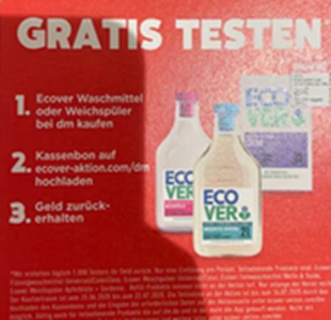 👕dm: Ecover Waschmittel o. Weichspüler gratis ausprobieren   ab 25.06.2025