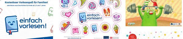 einfachvorlesen: Postkarten, Sticker u.a. gratis