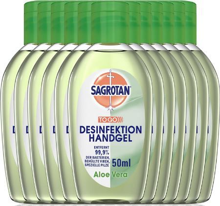 12 x 50ml Sagrotan Hand Desinfektionsgel mit Aloe Vera ab 15,29€ (statt 24€)