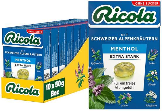 10er Pack Ricola Extra Stark Husten Bonbons je 50g ab 12,99€ (statt 20€)