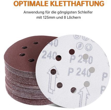 100er Pack ZKH Schleifpapier mit 125mm in versch. Körnungen für 8,49€ (statt 17€)