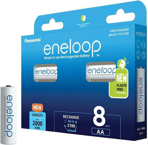 8er Pack Panasonic eneloop NiMH AA/Mignon Akkus 2.000 mAh für 19,99€ (statt 29€)