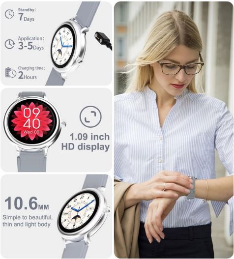 Xeletu 1,09 Damen Smart Watch mit Fitnesstracker für 19,99€