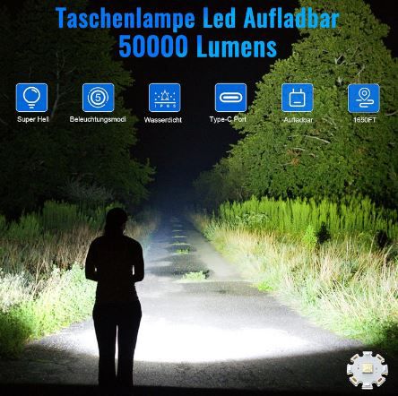 Adnox Wiederaufladbare LED Taschenlampe mit 5 Lichtmodi für 20,69€ (statt 30€)