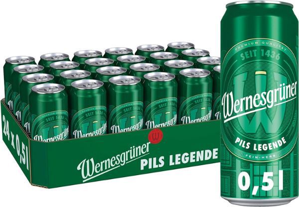 24er Pack Wernesgrüner Pils Legende, 0,5L Dose ab 16,14€ + Pfand (statt 21€)