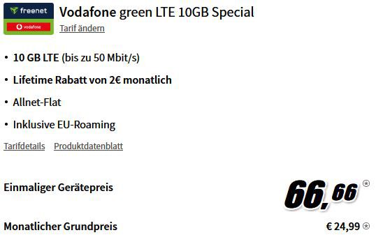 Samsung Galaxy S23 für 66,66€ + Vodafone Flat mit 10GB LTE für 24,99€ mtl.
