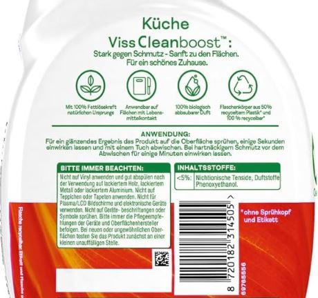 6er Pack Viss Kraft + Glanz Reiniger Spray, 750ml ab 12,19€ (statt 17€)