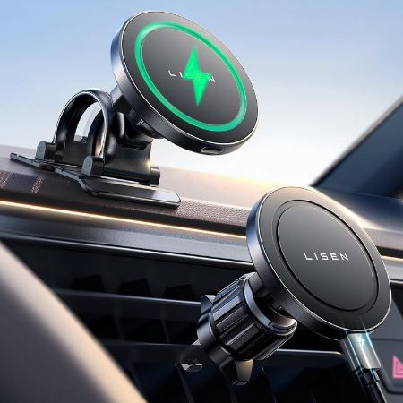 Lisen Kfz Handyhalterung mit 15W Ladefunktion & MagSafe für 14,39€ (statt 24€)