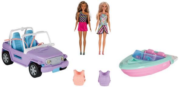 Barbie Geschenkset mit 2 Puppen, Boot & Jeep für 45,94€ (statt 55€)