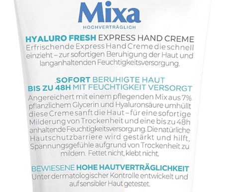Mixa Hyaluro Fresh Express Hand Creme, 100ml ab 2,03€ (statt 3€)