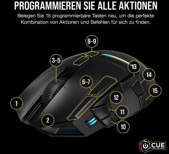 Corsair Darkstar Wireless Gaming Maus mit 26K DPI für 119,99€ (statt 135€)