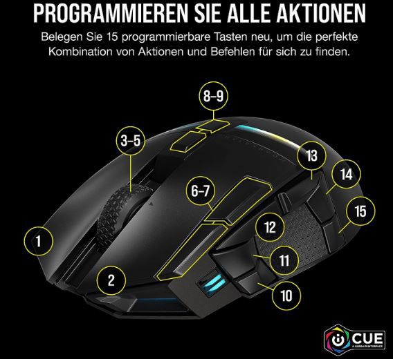 Corsair Darkstar Wireless Gaming Maus mit 26K DPI für 129,99€ (statt 144€)