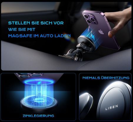 Kfz Handyhalterung mit Ladefunktion & MagSafe für 17,59€ (statt 27€)