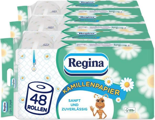 🧻 3 x 16 Rollen Regina 3 lagiges Toilettenpapier mit Kamille für 15€ (statt 21€)
