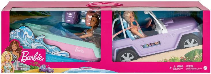 Barbie Geschenkset mit 2 Puppen, Boot & Jeep für 45,94€ (statt 55€)