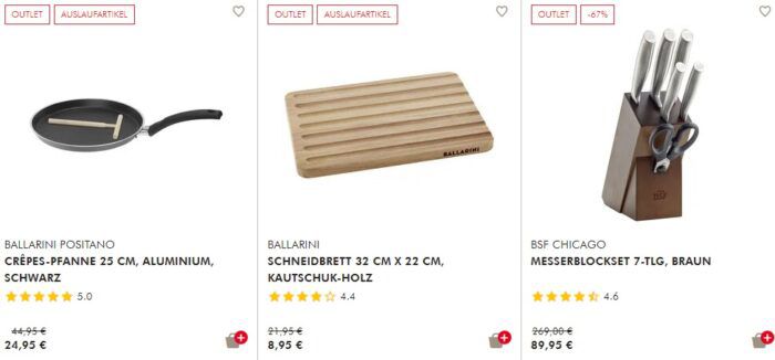 Zwilling   stark reduzierte Küchenartikel z.B. Messerblock für 54,95€ (statt 66€)