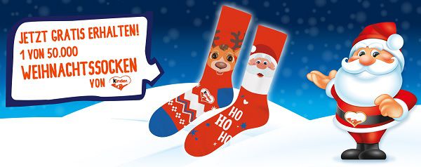 Mit Kinderschokolade Weihnachtssocken gratis abfassen   ab dem 16.10.