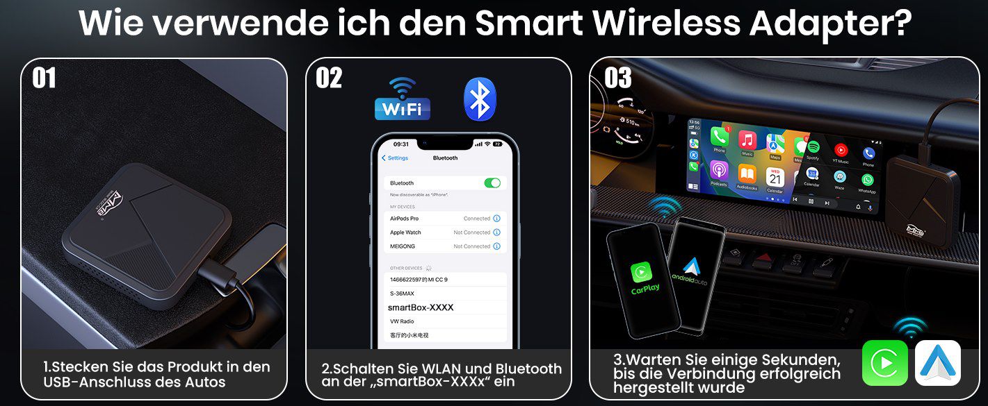 2in1 Wireless Apple CarPlay / Android Auto Adapter für 47,99€ (statt 120€)