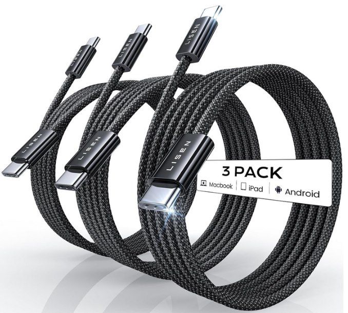 3x LISEN 240W USB C auf USB C Kabel für 7,99€ (statt 16€)