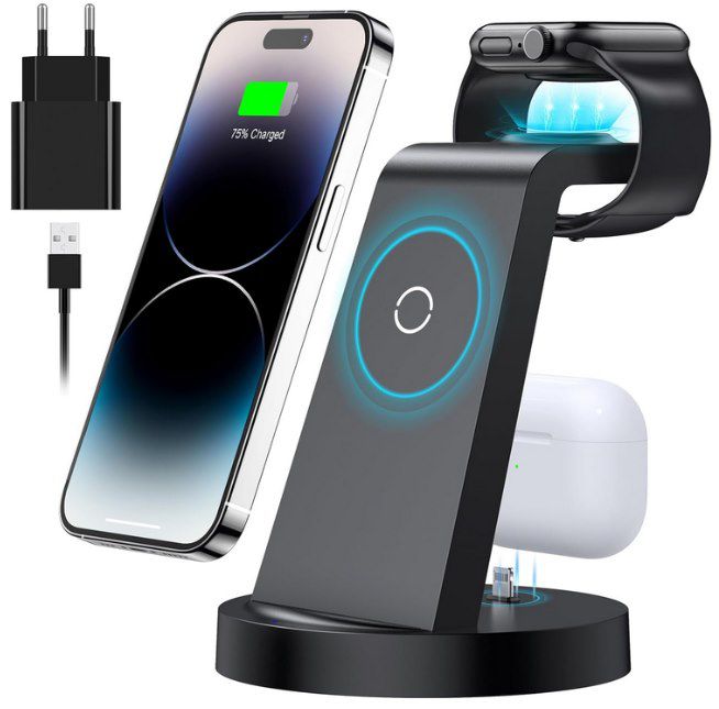 3in1 Ladestation für iPhone, Apple Watch & iPods für 11,47€ (statt 27€)