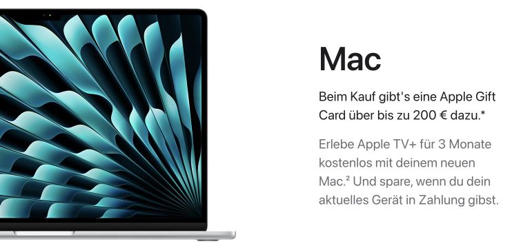 Apple: bis zu 200€ Gutschein bei Kauf eines Gerätes im Store
