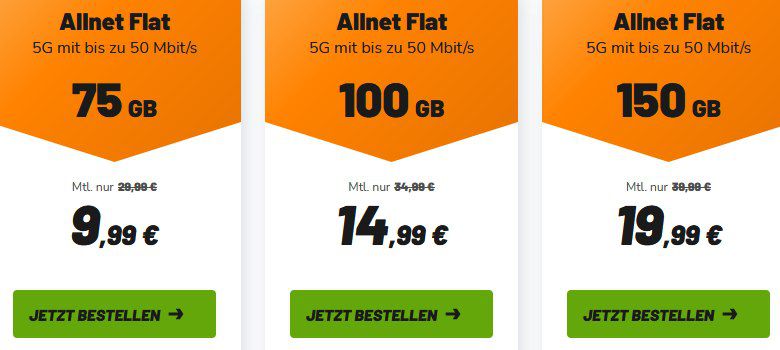 🎉 Vodafone Tarife von klarmobil mit 75, 100 oder 150GB Allnet ab 9,99€ + 0€ AG