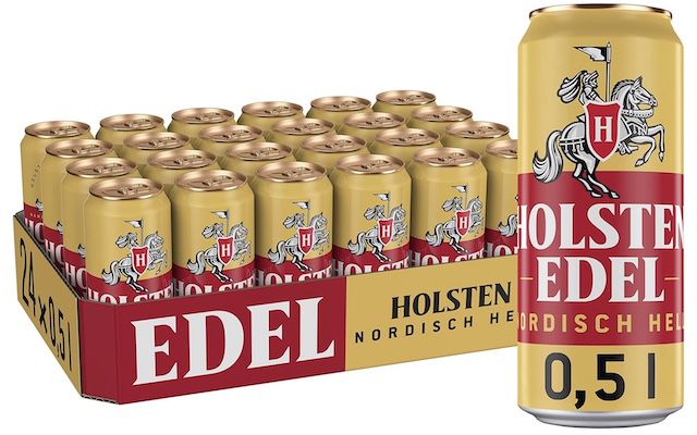 24x 0,5L Holsten EDEL 4,8 % Vol. Dosen Helles Bier für 16,14€ (statt 20€)