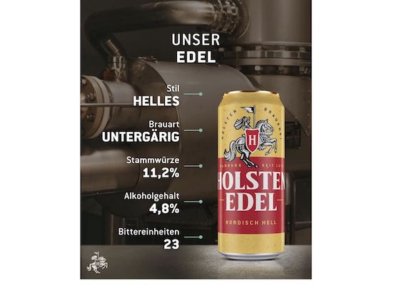 24x 0,5L Holsten EDEL 4,8 % Vol. Dosen Helles Bier für 16,14€ (statt 20€)