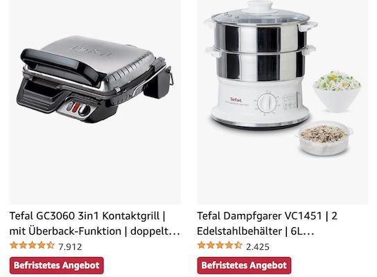 Amazon: Küchengeräte von Tefal, Rowenta, Krups   z.B Tefal Kontaktgrill für 88,99€ (statt 101)