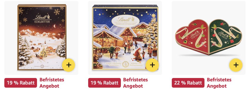 🎅🎄 Amazon: Adventskalender im Angebot   Lindt, Chupa Chups, Mentos & mehr